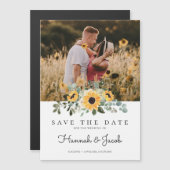 Rustikales Sonnenblumen-Foto Save the Date Magneteinladung (Vorne/Hinten)