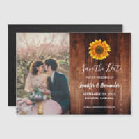 Rustikales Sonnenblumen-Foto Save the Date magneti