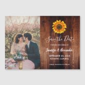 Rustikales Sonnenblumen-Foto Save the Date magneti Magneteinladung (Vorderseite)