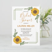 Rustikales Sonnenblumen Frühlingsblumen Brautparty Einladung (Stehend Vorderseite)