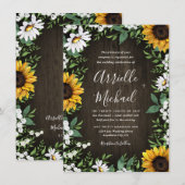 Rustikales Sonnenblumen-Gipskraut Hochzeitseinladu Einladung (Vorne/Hinten)