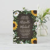 Rustikales Sonnenblumen-Gipskraut Hochzeitseinladu Einladung (Stehend Vorderseite)