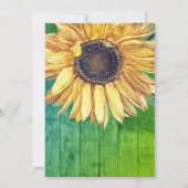 Rustikales Sonnenblumen Grünes Holz Hochzeitsstich Einladung (Rückseite)