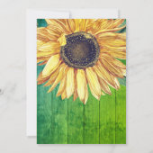 Rustikales Sonnenblumen Grünes Holz Hochzeitsstich Einladung (Rückseite)
