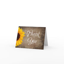Rustikales Sonnenblumen Hochzeit danke Ihnen Karte