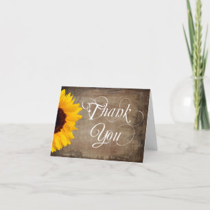 Rustikales Sonnenblumen Hochzeit danke Ihnen Karte