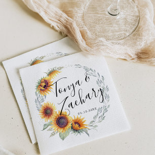 Rustikales Sonnenblumen Hochzeit Serviette