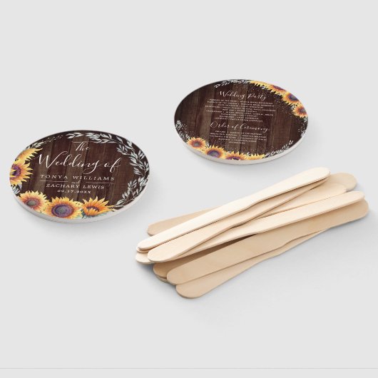 Rustikales Sonnenblumen | Hochzeitsprogramm Fächer (Non-assembled)