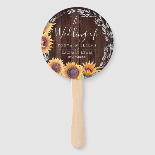 Rustikales Sonnenblumen | Hochzeitsprogramm Fächer (Vorderseite)