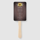 Rustikales Sonnenblumen-Hochzeitsprogramm "Jar Lig Fächer (Rückseite)