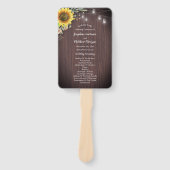 Rustikales Sonnenblumen-Hochzeitsprogramm "Jar Lig Fächer (Vorderseite)