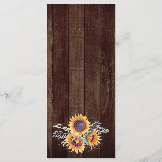 Rustikales Sonnenblumen | Hochzeitsprogramm Programm (Rückseite)