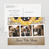 Rustikales Sonnenblumen-Hochzeitssemble-Foto Save Ankündigungspostkarte (Vorne/Hinten)