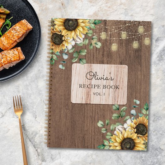 Rustikales Sonnenblumen-Holzsaitenbuch Notizblock