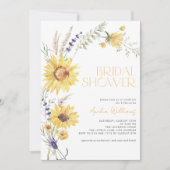 Rustikales Sonnenblumen-Lavendel-Brautparty Einladung (Vorderseite)