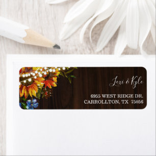 Rustikales Sonnenblumen-Leuchtenlabel