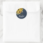 Rustikales Sonnenblumen-Navy & Gold-Brautparty Runder Aufkleber (Tasche)