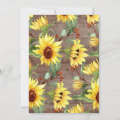 Rustikales Sonnenblumen-Party zum 25. Jahrestag Einladung (Rückseite)