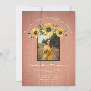 Rustikales Sonnenblumen Peach Wood Wedding Brautpa Einladung