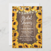 Rustikales Sonnenblumen-Rahmen-Brautparty Einladung (Vorderseite)