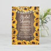 Rustikales Sonnenblumen-Rahmen-Brautparty Einladung (Stehend Vorderseite)
