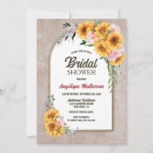 Rustikales Sonnenblumen Rosa Brautparty Einladung (Vorderseite)