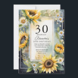 Rustikales Sonnenblumen-Script 30. Geburtstag Einladung<br><div class="desc">Rustikale Blumenschrift 30. Geburtstag Einladung - mit mutigen rustikalen Sonnenblumen und Gänseblüten auf marineblau blauem Hintergrund,  mit Gold betont. Unsere Einladung ist perfekt für Ihre Geburtstagsfeier. Unsere einfach zu bedienende Vorlage macht es so einfach,  Ihre Geburtstagskarte anzupassen. Der gesamte Text ist leicht editierbar.</div>