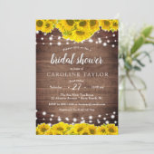 Rustikales Sonnenblumen-Strandlicht Brautparty Einladung (Stehend Vorderseite)
