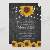 Rustikales Sonnenblumen-Strandlicht Grau Brautpart Einladung (Vorne/Hinten)