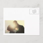 Rustikales Sonnenblumen-String-Lights-Foto Save th Ankündigungspostkarte (Rückseite)