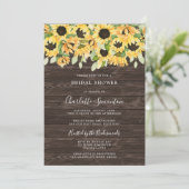 Rustikales Sonnenblumen und Brautparty Einladung (Stehend Vorderseite)