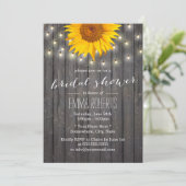 Rustikales Sonnenblumen- und Strandlicht-Brautpart Einladung (Stehend Vorderseite)