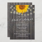 Rustikales Sonnenblumen- und Strandlicht-Brautpart Einladung (Vorne/Hinten)