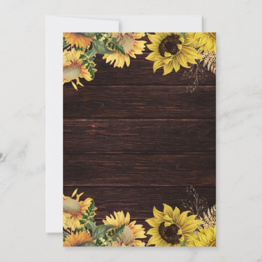 Rustikales Sonnenblumen- und Strandlicht-Brautpart Einladung (Rückseite)