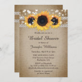 Rustikales Sonnenblumen Vintages Brautparty Einladung (Vorne/Hinten)