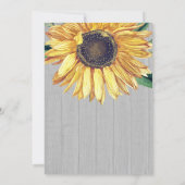 Rustikales Sonnenblumen Weißes Holz Hochzeitsstich Einladung (Rückseite)