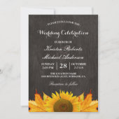 Rustikales Sonnenblumenapfel Blätter Hochzeitsfeie Einladung (Vorderseite)