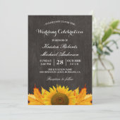 Rustikales Sonnenblumenapfel Blätter Hochzeitsfeie Einladung (Stehend Vorderseite)