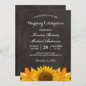 Rustikales Sonnenblumenapfel Blätter Hochzeitsfeie Einladung (Vorne/Hinten)