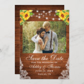 Rustikales Sonnenblumenblumengestein Foto Save The Date (Vorne/Hinten)