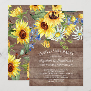 Rustikales Sonnenblumenbouquet 25. Hochzeitstag Pa Einladung