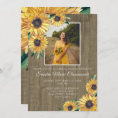 Rustikales Sonnenblumenbraun-Brautparty Einladung (Vorne/Hinten)