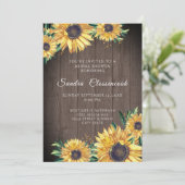 Rustikales Sonnenblumenbraun-Brautparty Einladung (Stehend Vorderseite)