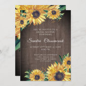 Rustikales Sonnenblumenbraun-Brautparty Einladung (Vorne/Hinten)