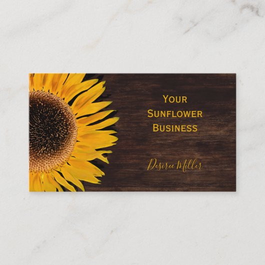 Rustikales Sonnenblumenbraun-Holz Visitenkarte (Vorderseite)