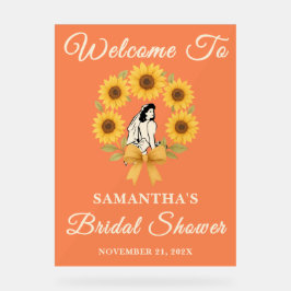 Rustikales Sonnenblumenfall-Brautparty Willkommen Acrylschild