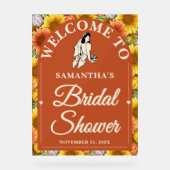 Rustikales Sonnenblumenfall-Brautparty Willkommen Acrylschild (Vorderseite)