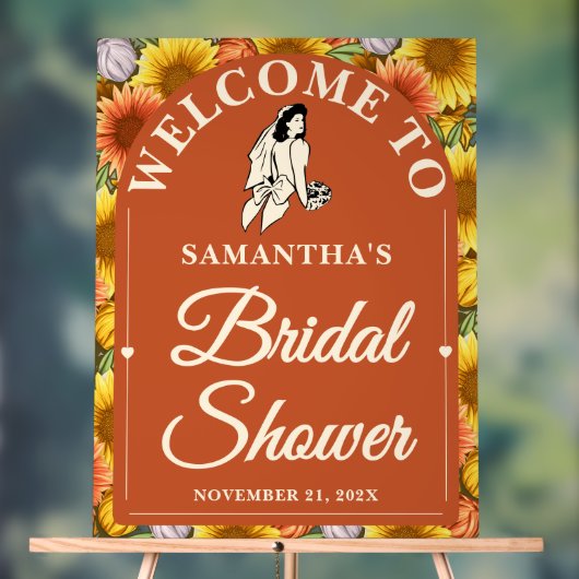 Rustikales Sonnenblumenfall-Brautparty Willkommen Acrylschild (Neutral)