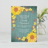 Rustikales Sonnenblumengeschirr-Brautparty Einladung (Stehend Vorderseite)