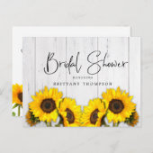 Rustikales Sonnenblumengewebe-Brautparty Einladungspostkarte (Vorne/Hinten)